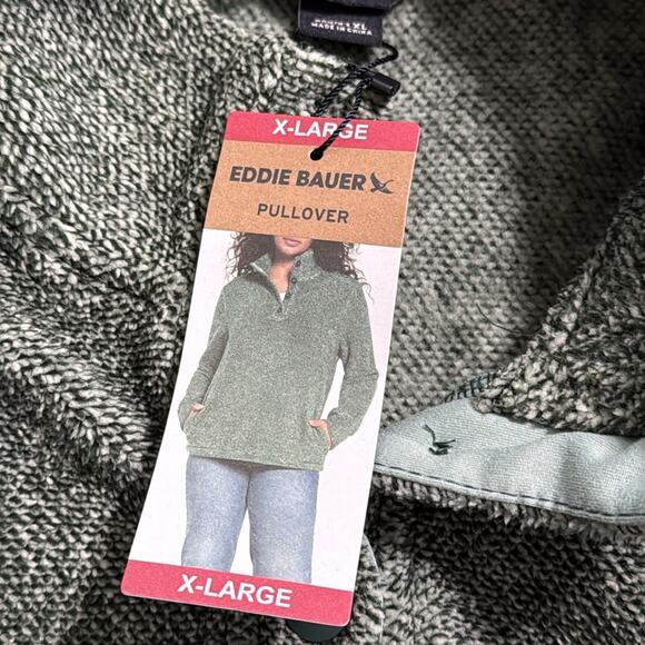 EDDIE BAUER women’s size XL jade color fleece pullover with pockets relaxed fit - Picture 12 of 14